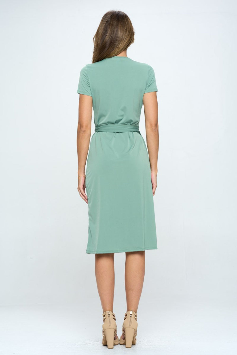 Tie Front Surplice Short Sleeve Dress