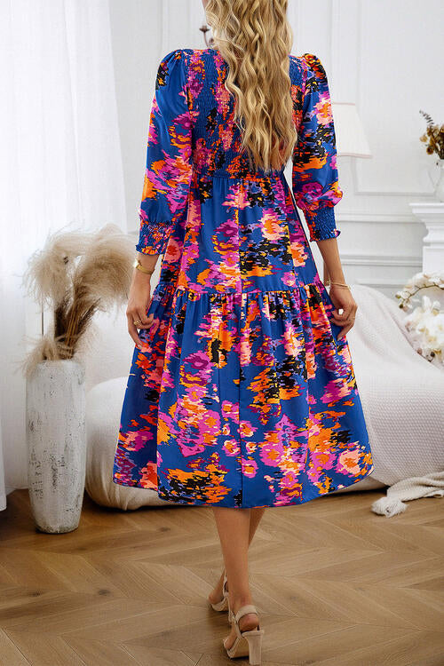 Printed Lantern Sleeve Dress