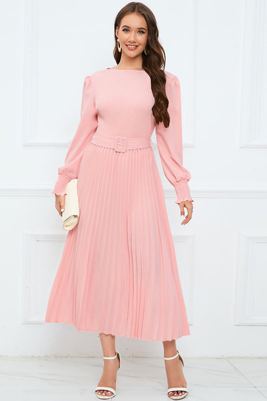 Flounce Sleeve Pleated Dress