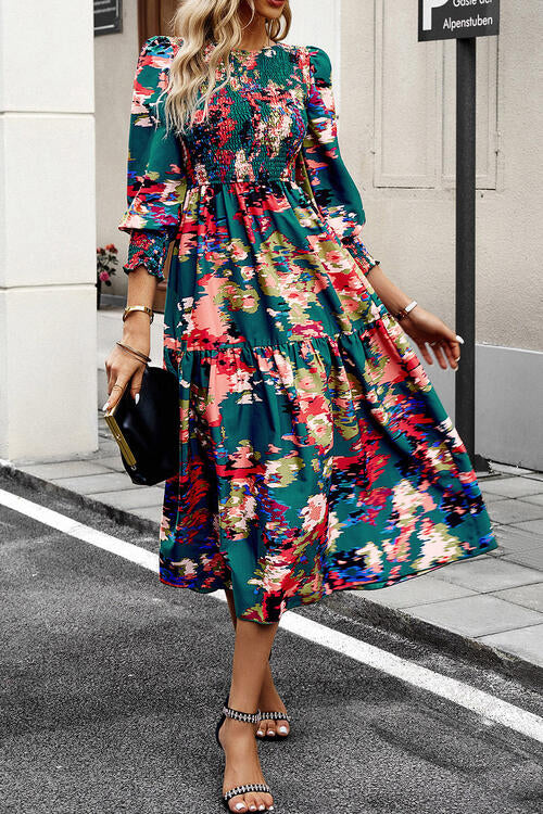 Printed Lantern Sleeve Dress