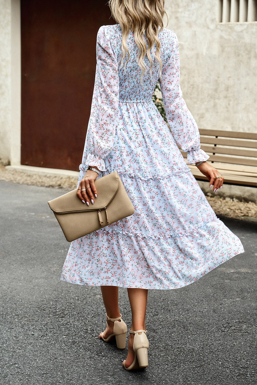 Floral Smocked Long Sleeve Dress