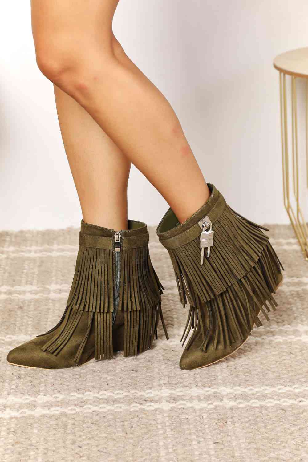 Tassel Wedge Heel Ankle Booties