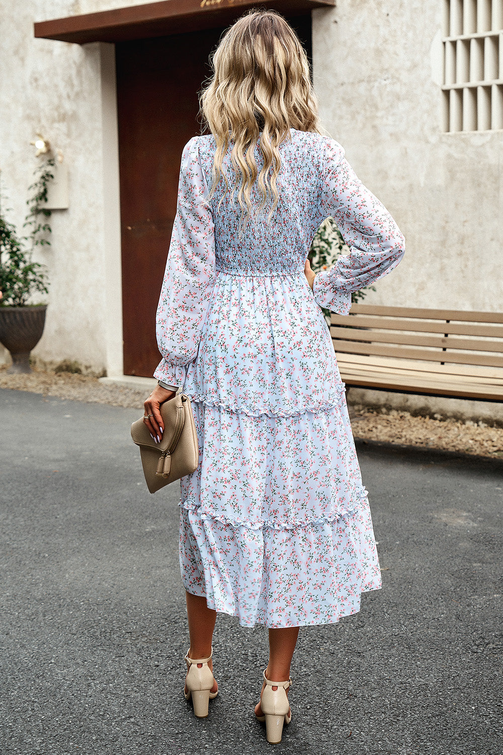 Floral Smocked Long Sleeve Dress