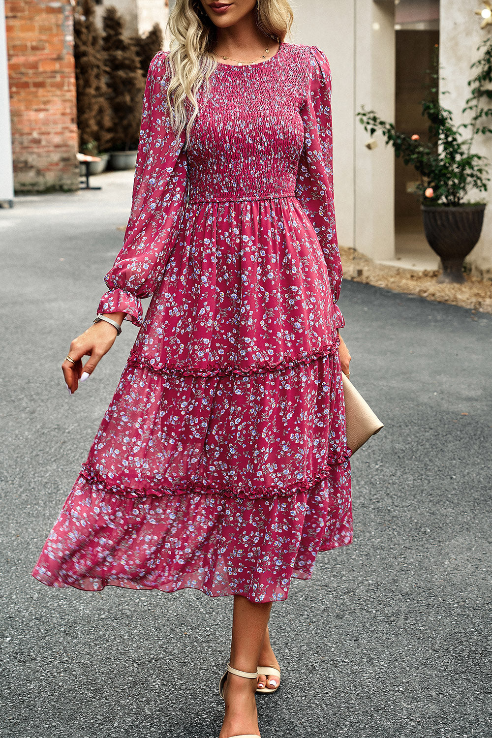 Floral Smocked Long Sleeve Dress