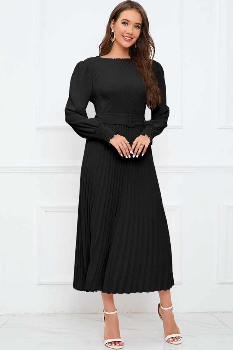 Flounce Sleeve Pleated Dress