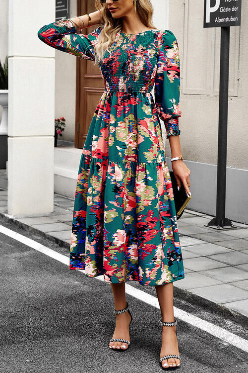 Printed Lantern Sleeve Dress