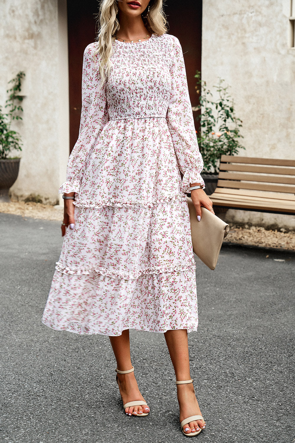 Floral Smocked Long Sleeve Dress