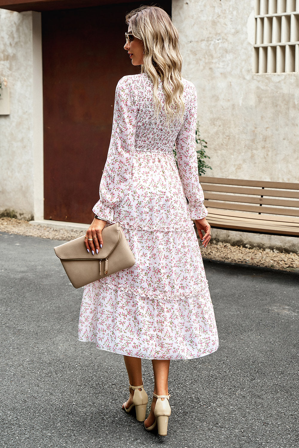 Floral Smocked Long Sleeve Dress