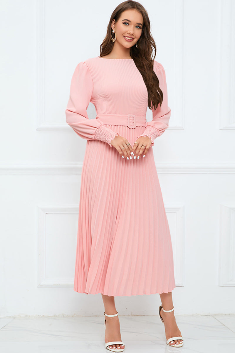 Flounce Sleeve Pleated Dress