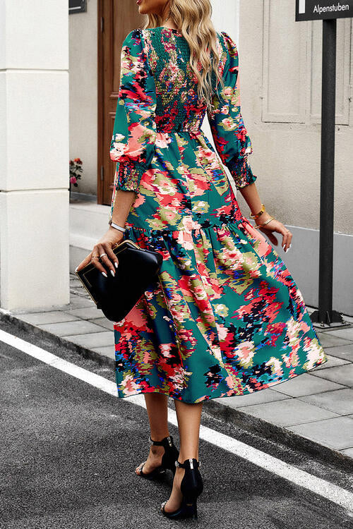 Printed Lantern Sleeve Dress