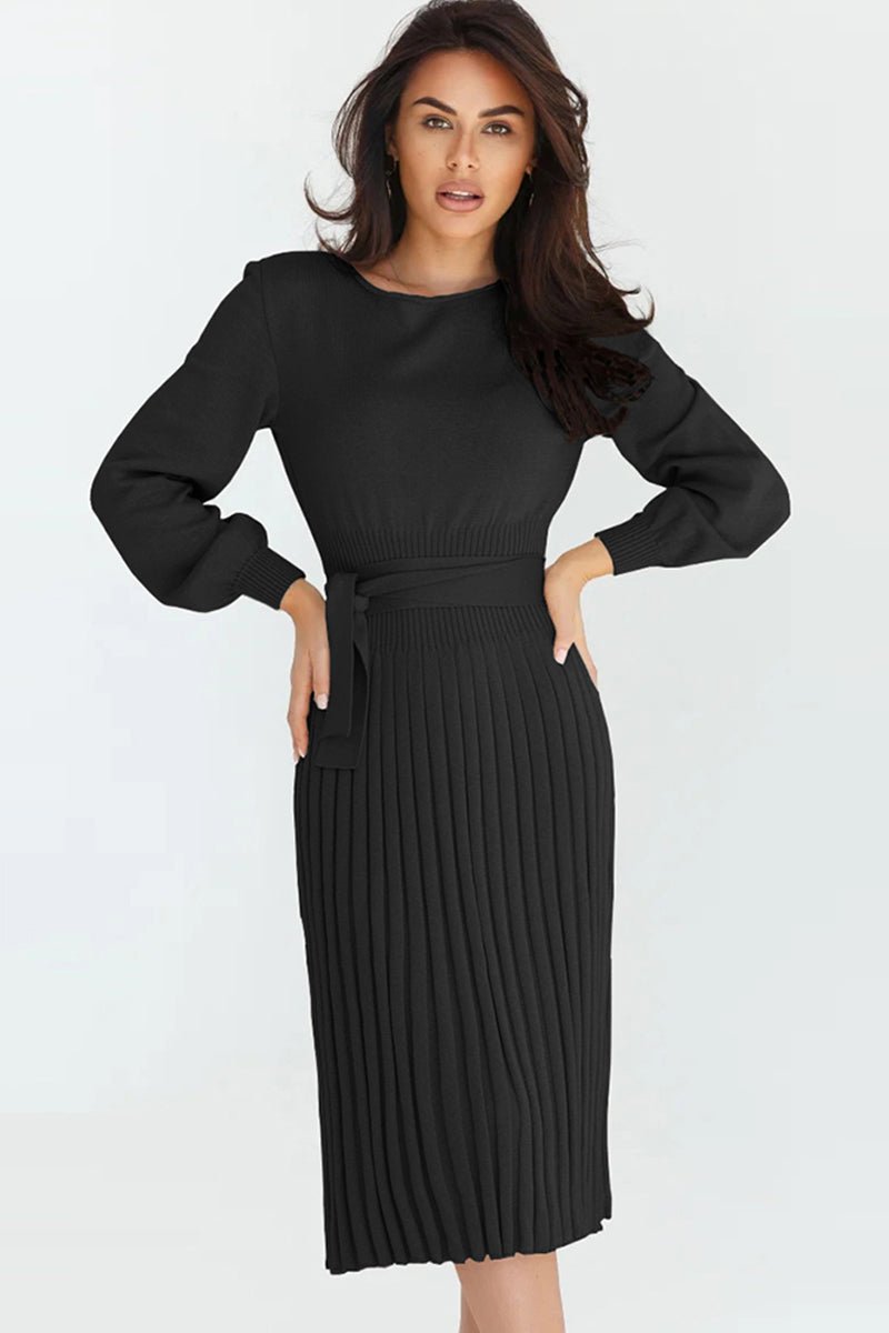 Pleated Sweater Dress