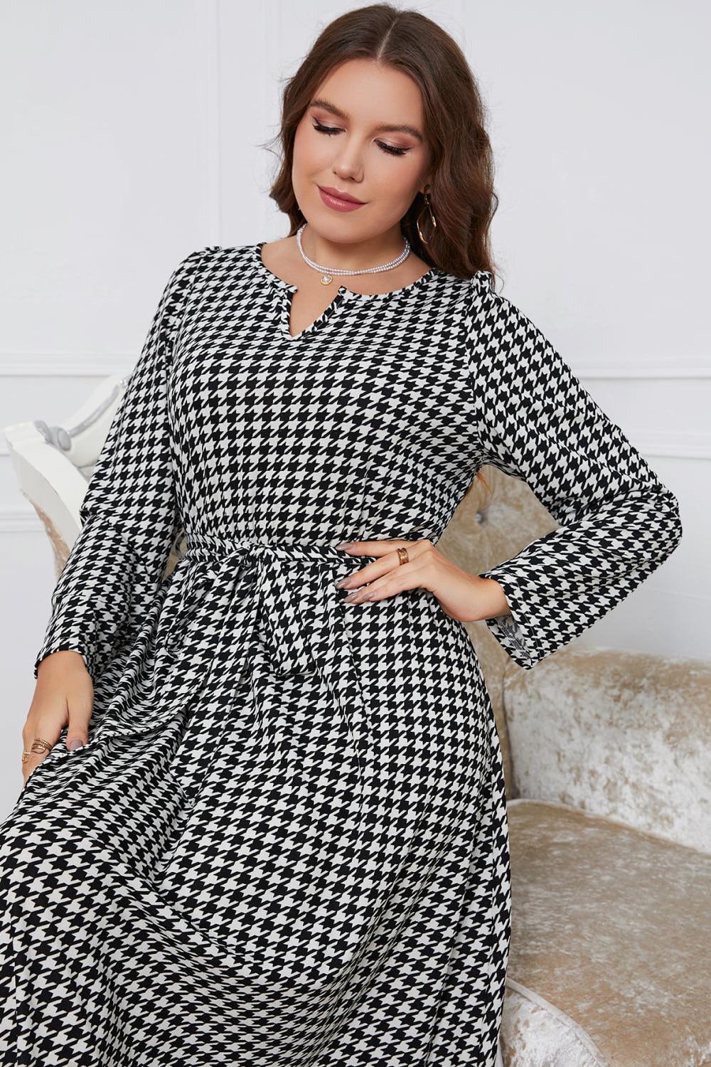 Houndstooth Maxi Dress