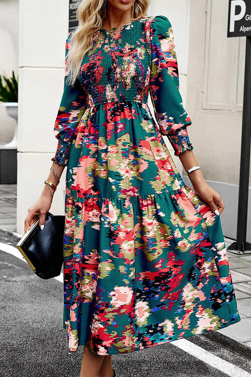 Printed Lantern Sleeve Dress