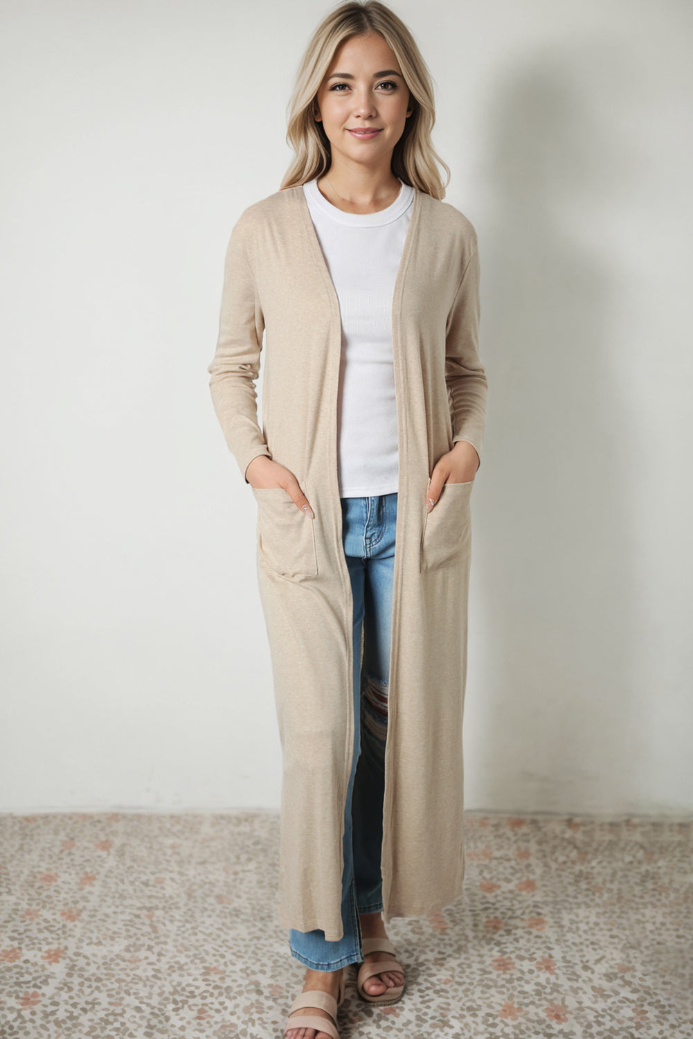 Side Slit Cardigan with Pocket