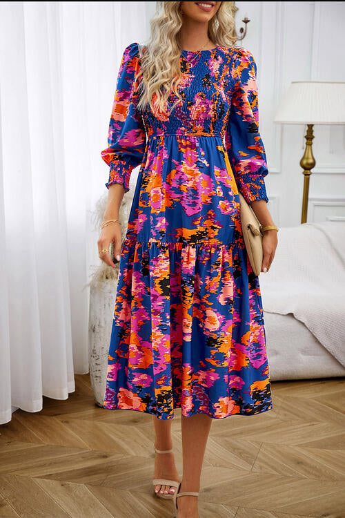 Printed Lantern Sleeve Dress