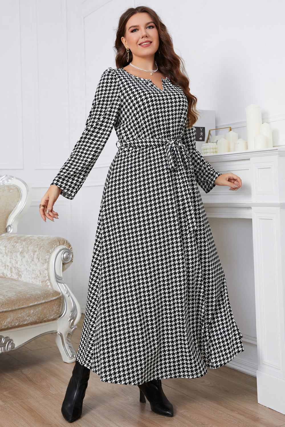 Houndstooth Maxi Dress