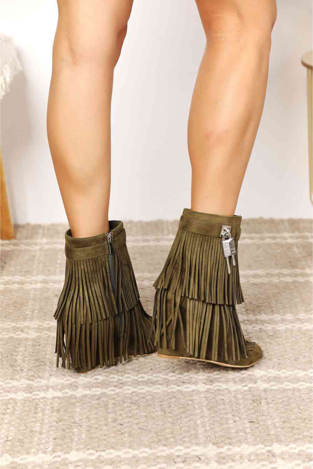 Tassel Wedge Heel Ankle Booties