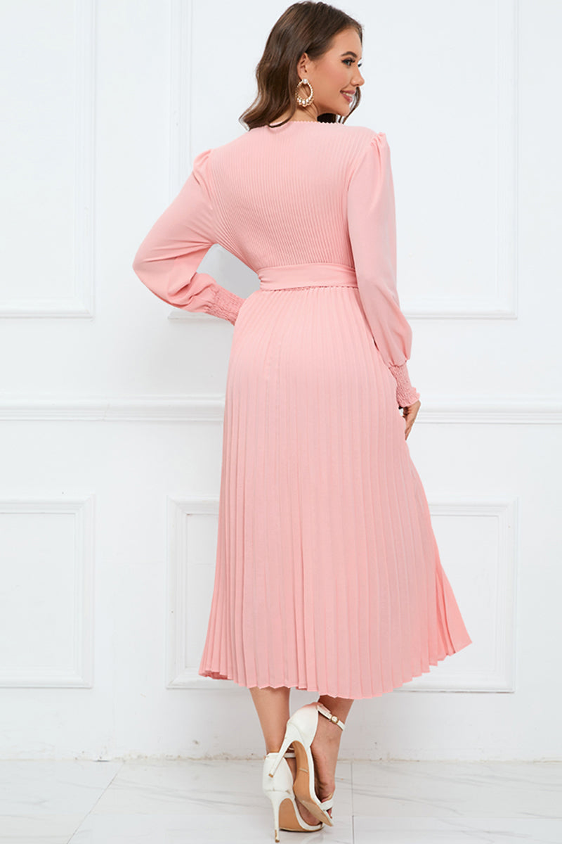 Flounce Sleeve Pleated Dress