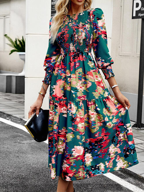 Printed Lantern Sleeve Dress