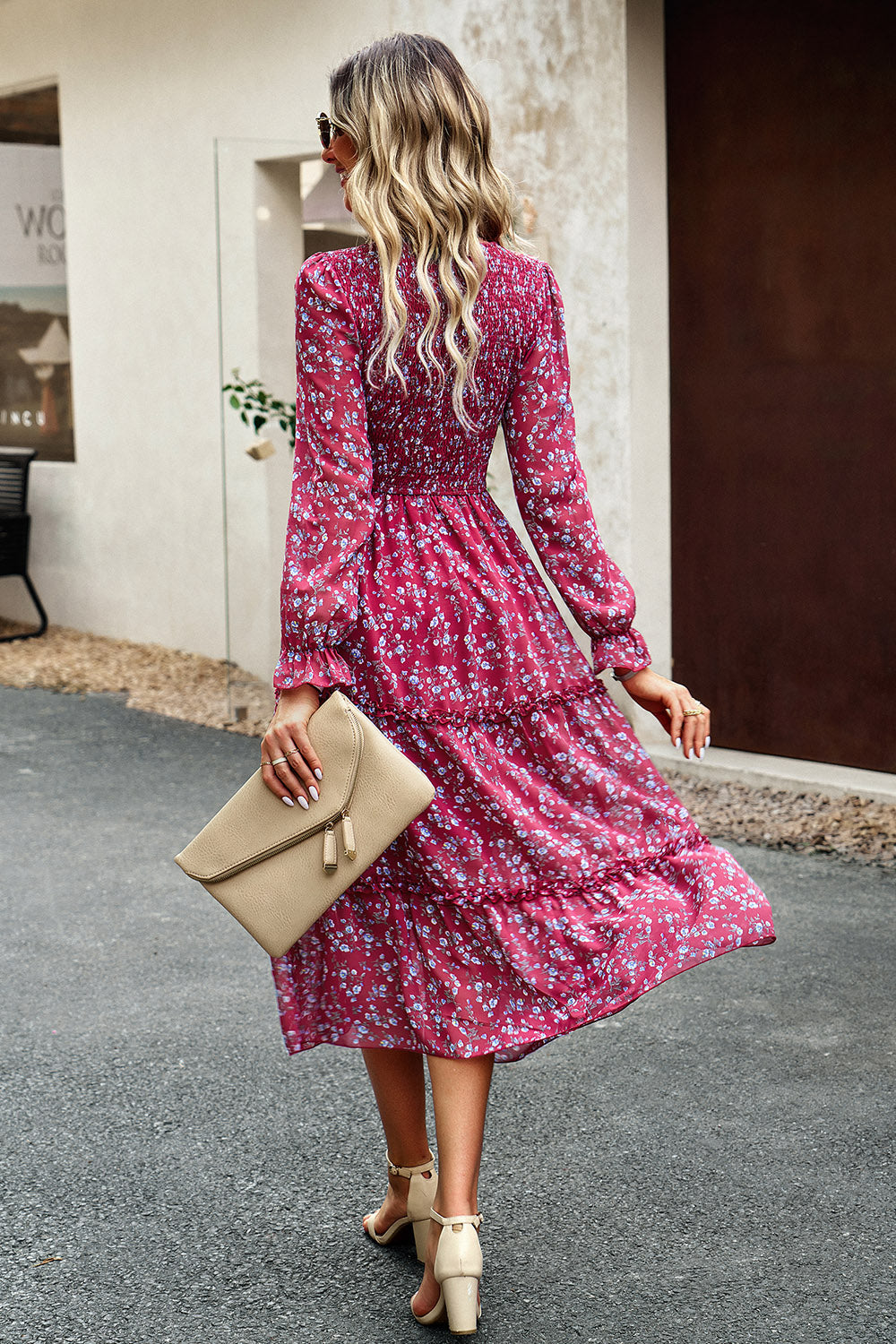 Floral Smocked Long Sleeve Dress