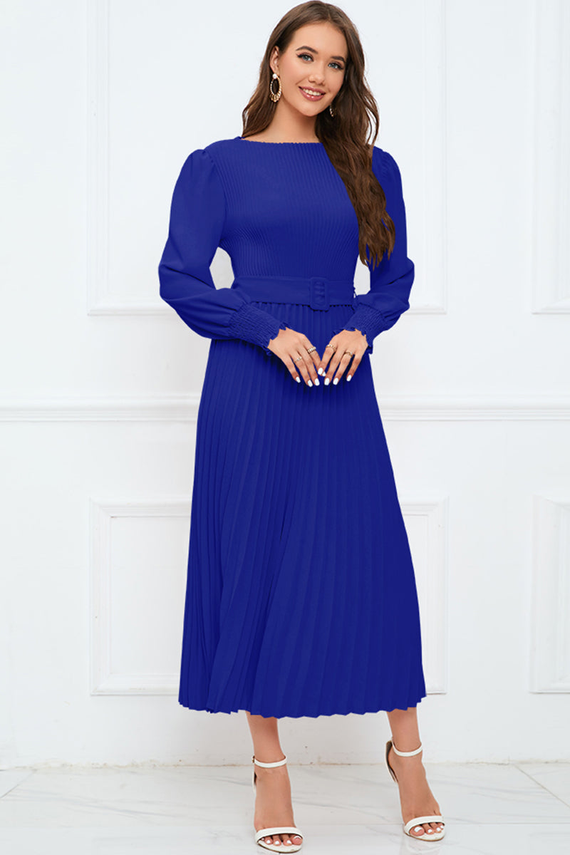 Flounce Sleeve Pleated Dress