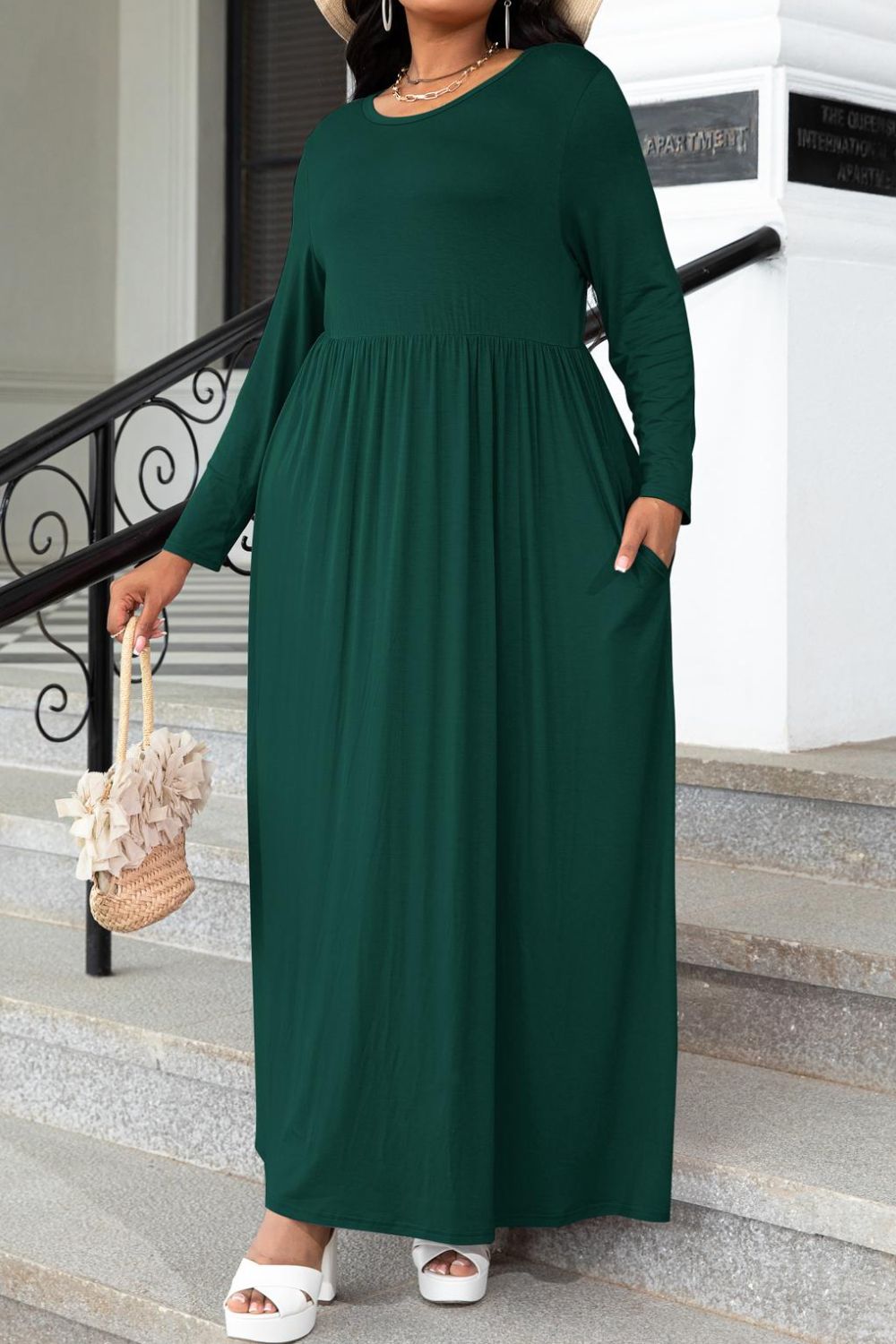 Solid Color Maxi Dress with Pockets