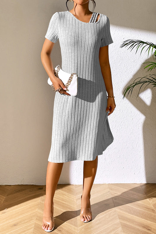 Ribbed Short Sleeve Dress