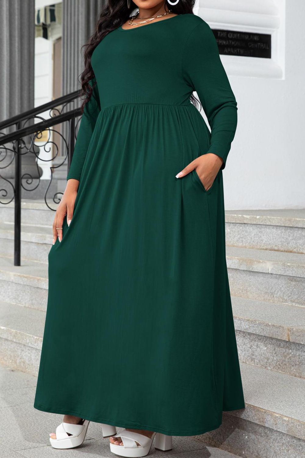 Solid Color Maxi Dress with Pockets