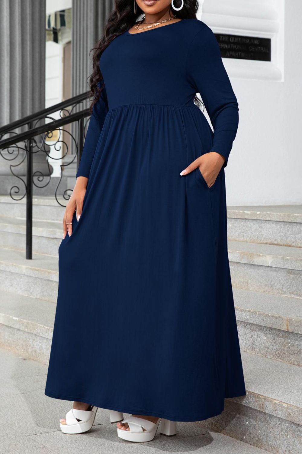 Solid Color Maxi Dress with Pockets