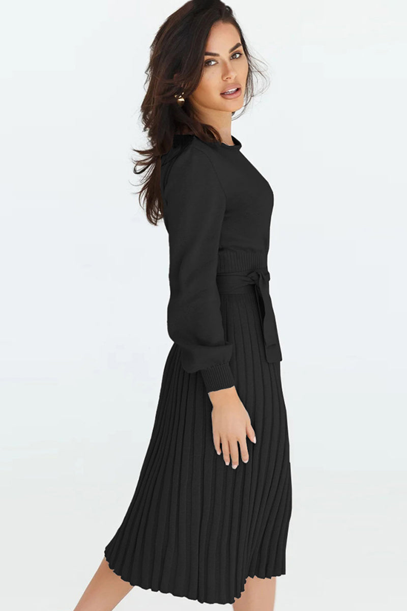 Pleated Sweater Dress