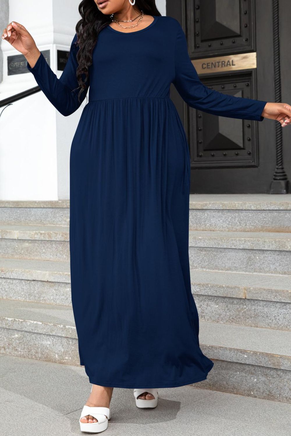 Solid Color Maxi Dress with Pockets