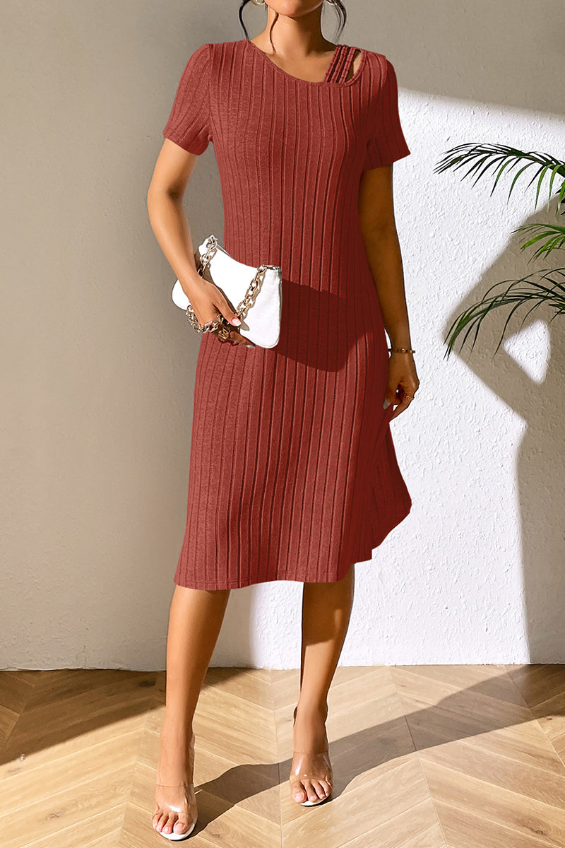 Ribbed Short Sleeve Dress